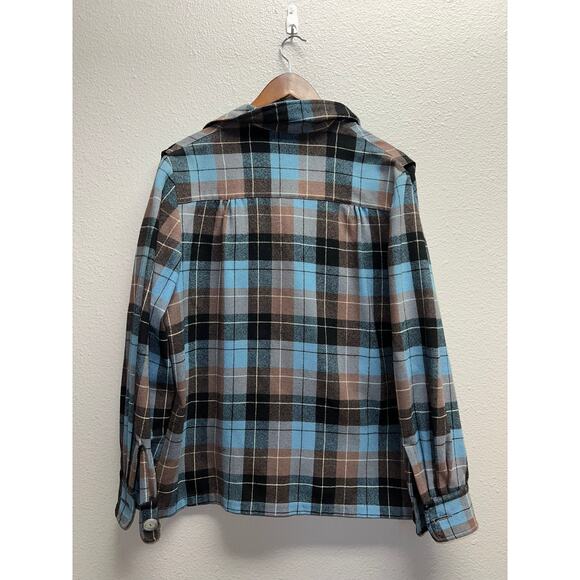 Vintage Pendleton Blazer 3 Button Up Wool Blue Black Long Sleeve Shirt 70s Large - Picture 9 of 13